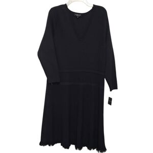 NWT Rachel Roy Knit and Fringe Dress Black Size 2X